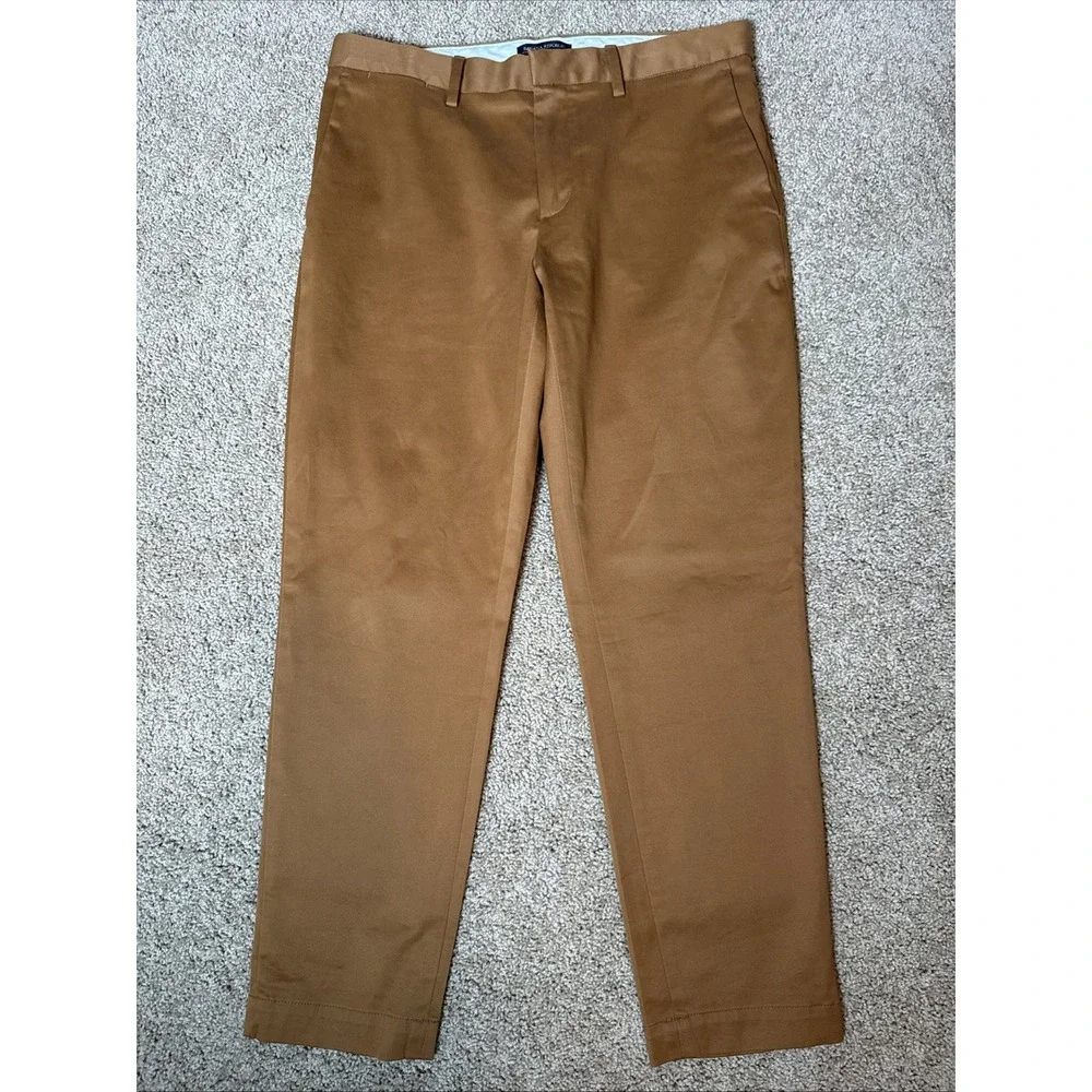 Banana Republic Mason Athletic Tapered Fit Chino Pants Nutmeg Brown Mens 34x29*